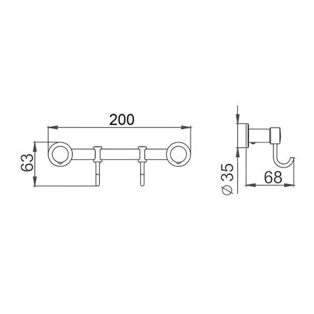 Планка с крючками для полотенец D-Lin D201851-2, хром