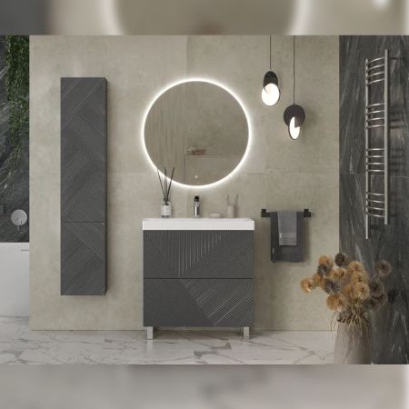 Тумба под раковину напольная Velvex Edge tn.EDG.9696.80.2Y графит, 80 см, артикул tn.EDG.9696.80.2Y графит