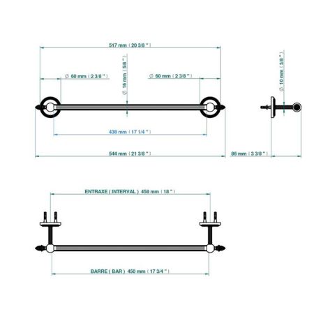 THG MALMAISON METAL Полотенцедержатель 450 мм., цвет полированное золото, артикул U93-F01-514/45