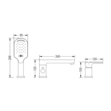 Смеситель на борт ванны Rose R2112F, белый/хром