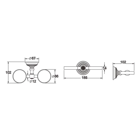 Стакан двойной для ванной комнаты Rose RG1422Q, бронза, артикул RG1422Q