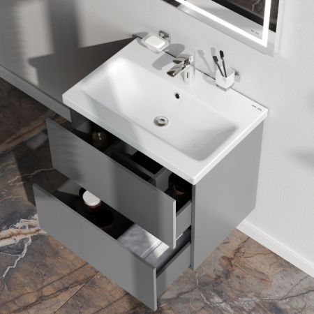 M90FHX06022GM GEM, База под раковину, подвесная, 60 см, 2 ящика push-to-open, графит матовый, артикул M90FHX06022GM