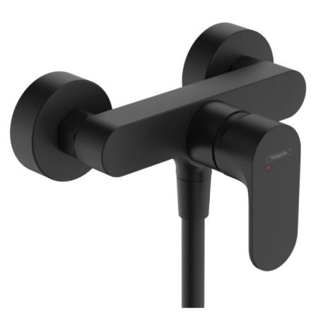 Смеситель для душа, Hansgrohe, Rebris S, тип открывания воды-однорычажный, тип регулирования воды-керамический картридж, монтаж-настенный, отверстия для монтажа-2, цвет-черный матовый, артикул 72640670