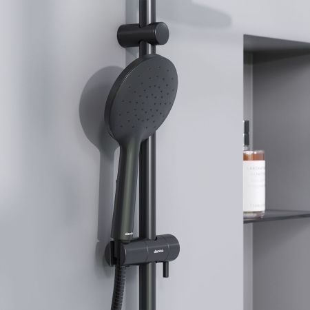 977770300 Jupiter, ДС с ванно-душевым смесителем-полкой и гиг.душем, черный, артикул 977770300