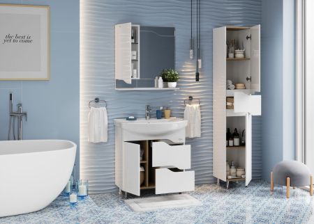 Шкаф-зеркало Onika Веронэлла 75 белый, левый, артикул 207521