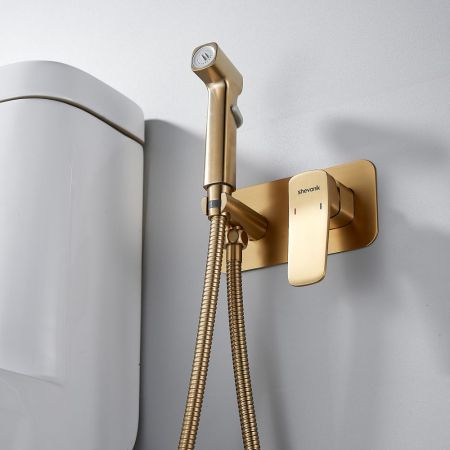 Гигиенический душ со смесителем Shevanik S9905G, золотой сатин, артикул S9905G