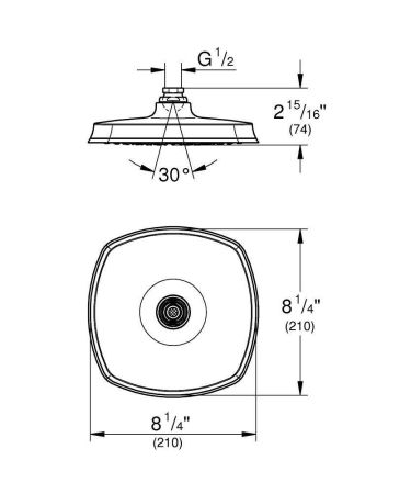 Верхний душ GROHE Rainshower Grandera 210, хром (26473000), артикул 26473000