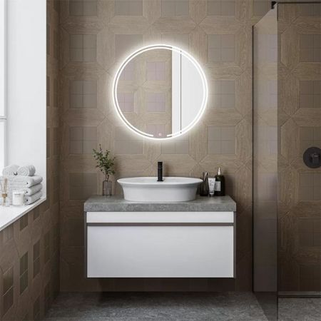 Зеркало MIO круглое с диммером 70, белое, артикул MIO.mi.70D\WHT