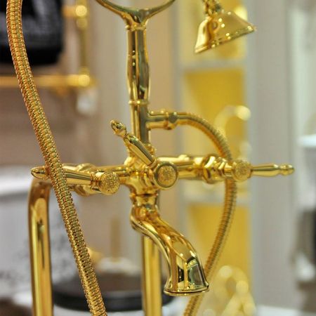 Nicolazzi Impero Смеситель для ванны с 2мя ручками, с переключателем ванна/душ, цвет: золото, артикул 1201GO36L