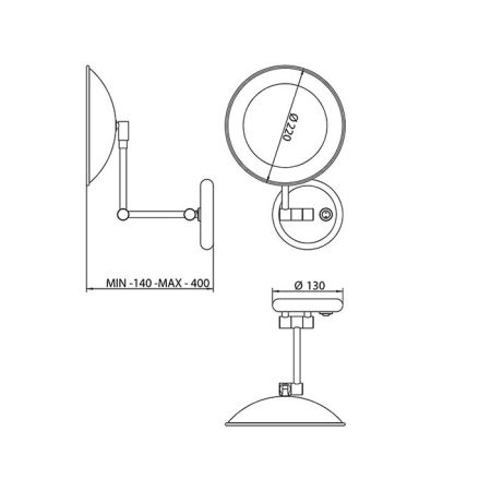 Bongio Hotelerie Зеркало косметическое настенное, диаметр 220 мм, цвет хром