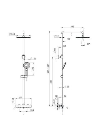 Душевая система Cersanit  BRASKOс термостатом (64526), артикул 64526
