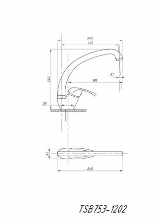 Смеситель для кухни TSARSBERG (TSB-753-1202) тип См-МОЦБА, артикул TSB-753-1202