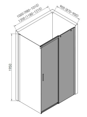 Боковая панель, стекло 8мм, цвет профиля хром. Размер 900*1950, артикул AQM4804