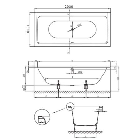 Опора для ванны, Bette, универсальная, комплект-2 штуки, артикул B23-1500