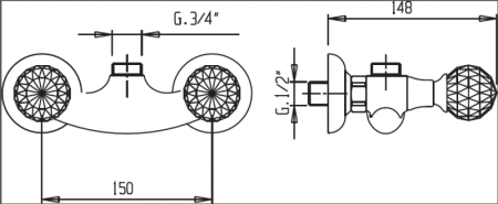 Смеситель для душа CEZARES ATLANTIS-DS, артикул ATLANTIS-DS-02-Sw