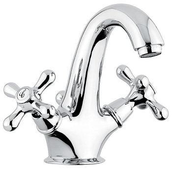 Emmevi Deco Classic, двухвентильный смеситель для раковины (излив 14,5 см), с донным клапаном, цвет хром