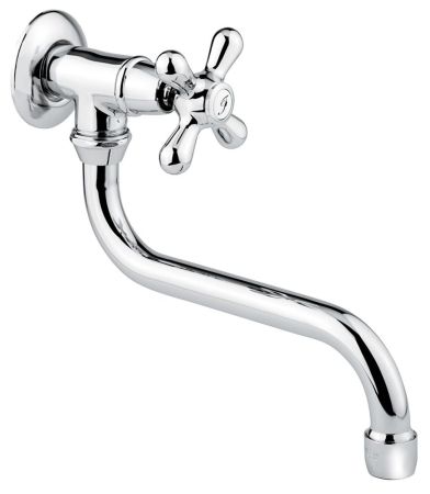 Emmevi Deco Classic, настенный одновентильный кухонный кран (поворотный излив 21 см), цвет хром, артикул 12006S/CR