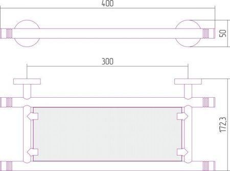 Полка, Сунержа, КАНЬОН, ширина, мм-400, глубина, мм-173, высота, мм-50, тип установки-настенный, материал-нержавеющая сталь/стекло, крепления в комплекте, цвет-золото