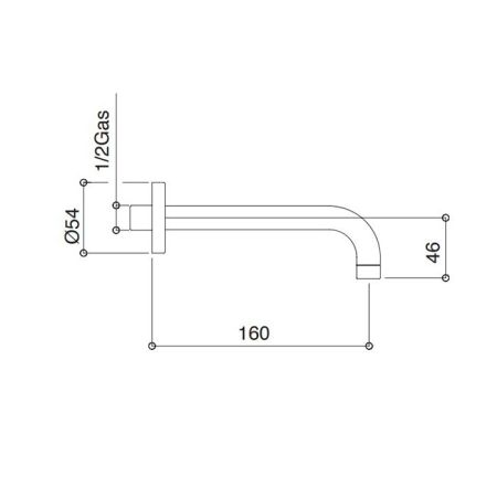 Bongio Acquacarica Излив настенный, 220 мм, цвет черный, артикул 00989NE22