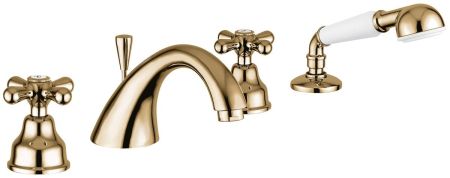 Смеситель Deco Classic с ручным душем на борт ванны, 4 отверстия, цвет бронза, артикул 12120BR