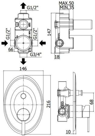 Смеситель для душа Paffoni Berry BR015CR (с внутренней частью), артикул BR015CR
