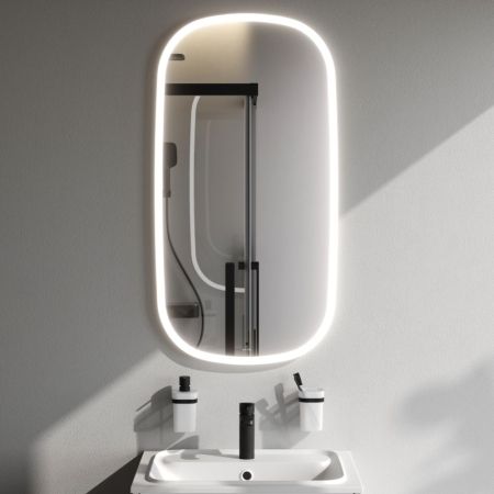 M8FMOX0551WGH Зеркало универсальное с контурной LED-подсветкой, ИК- сенсором,вытянутое, 55*100 см, артикул M8FMOX0551WGH