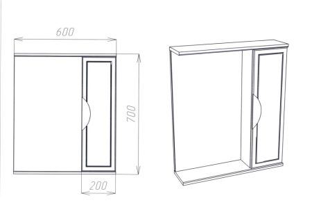 Зеркальный Шкаф VIANT  "Лима" 60 без света 160х600х700 (VLIM60-ZSH), артикул VLIM60-ZSH