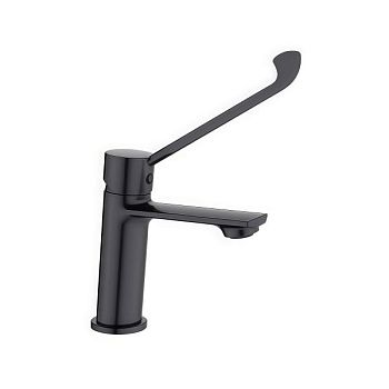 Смеситель для раковины с хирургической ручкой BELZ B10019-3, оружейная сталь