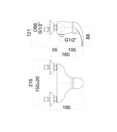 Смеситель для душа Fiore NEXUS 43CR1600, хром, артикул 43CR1600