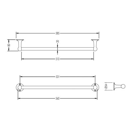 Devon&Devon New York Полотенцедержатель 58.5 см, никель блестящий, артикул NY108NKS