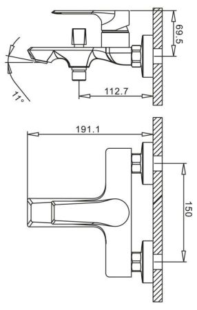 Смеситель для ванны и душа BELBAGNO BOCCO BOC-VASM-CRM, артикул BB-SAL-CRM