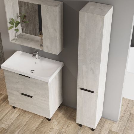 Зеркальный шкаф VIANT "Берлин" 60 правый/левый без света цемент 136х600х700 (VBER60C-ZSH), артикул VBER60C-ZSH