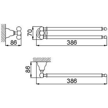 HUBER Croisette Полотенцедержатель двойной 386 мм, цвет никель матовый, артикул 4016.01H.AC