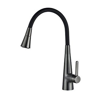 Смеситель для кухни с гибким изливом и режимом "душ" Rose R213T, оружейная сталь