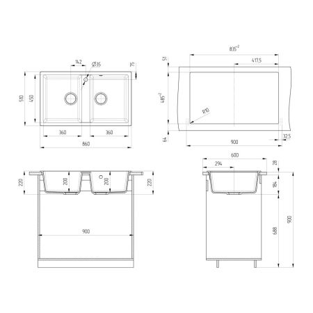 Кухонная мойка Ulgran U-708-328, бежевый, артикул U-708-328