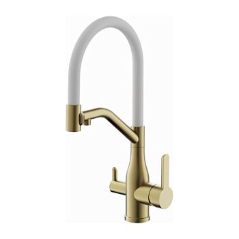 Смеситель для кухни с подключением фильтра BELZ B78815-5, брашированное золото