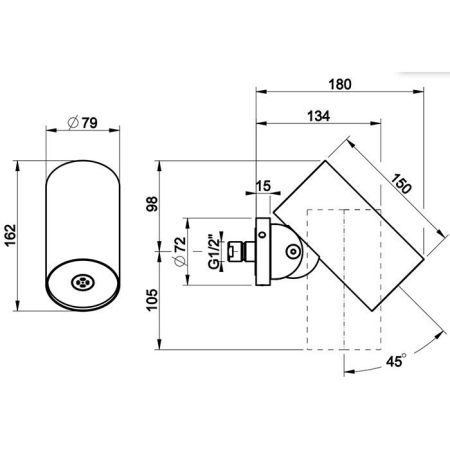 GESSI 316 DIAMANTATO Верхний душ Ø79 мм., с настенным креплением, распыление, цвет Steel Brushed, артикул 57279#239