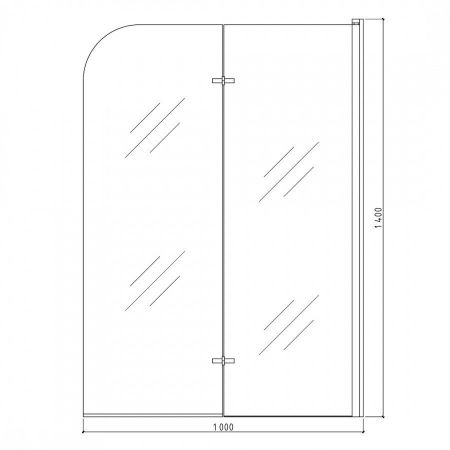 Шторка на ванну 100х140 см Maretti Valentina VA41R100140098-560, профиль черный, артикул VA41R100140098-560