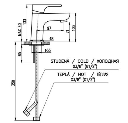 Смеситель для раковины Rav Slezak Yukon YU126.5CB