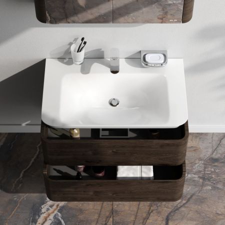 M30FHX0802TF Sensation, База под раковину, подвесная, 80 см, ящики, табачный дуб, текстурированная,, артикул M30FHX0802TF