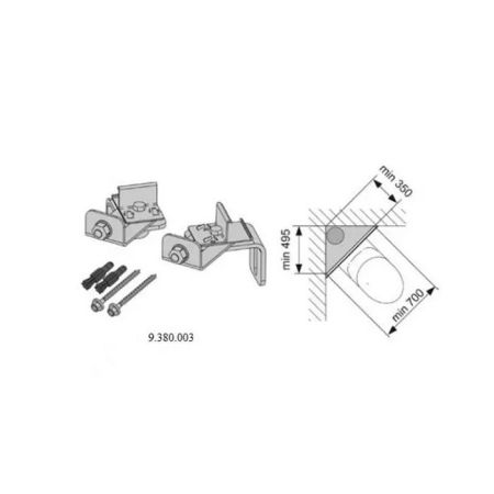 Комплект для крепления к унитазу 90 градусов, артикул 9980067