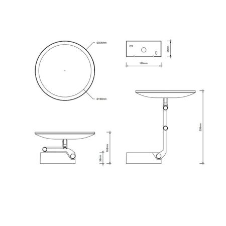 Косметическое зеркало, Decor Walther, тип установки-настенный, с подсветкой, увеличение, х-5 раз, цвет-черный матовый, артикул 0123160