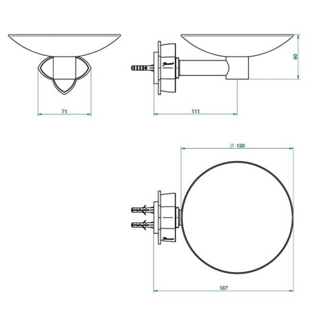 THG PETALE DE CRISTAL CLAIR Мыльница металлическая ø150 мм., подвесная, стекло прозрачное, цвет хром, артикул U6A-A02-546GM