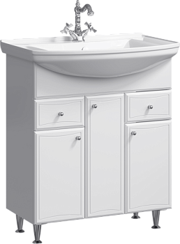 "Барселона-Люкс" тумба под умывальник Стиль 750 на ножках с двумя ящиками и корзиной Ba-L.01.07.К, ТМ «AQWELL