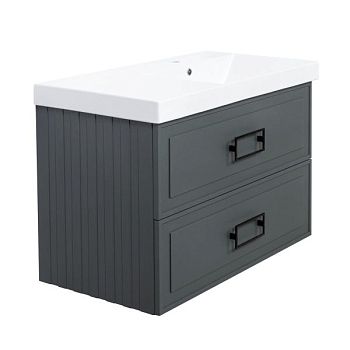 Тумба под раковину подвесная La Fenice Cubo TWIN FNC-01-CUB-G-90-2, серо-зеленая