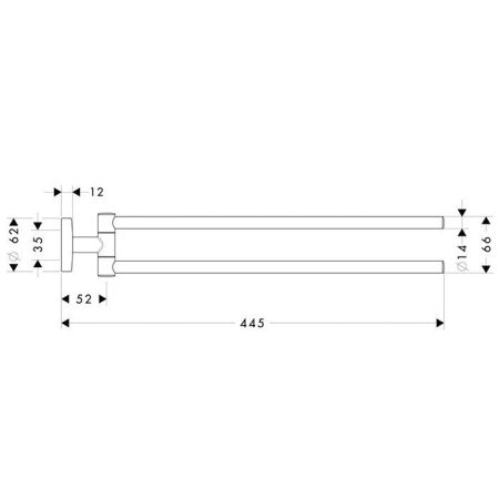 HG Logis Полотенцедержатель 445мм, двойной поворотный, цвет: шлифованный никель