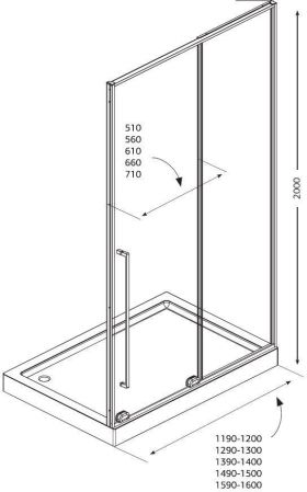 Душевая дверь Allen Brau Fantasy 140 3.11008.31 черный матовый, артикул 3.11008.31