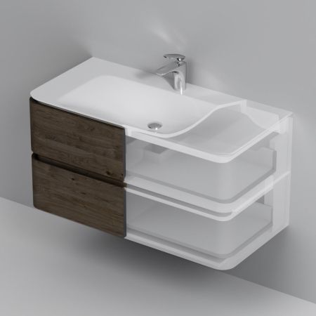 M30FHX1002TF Sensation, База под раковину, подвесная, 100 см, ящики, табачный дуб, текстурированная,, артикул M30FHX1002TF