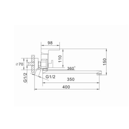 Смеситель для ванны D-Lin D147366-A, черный