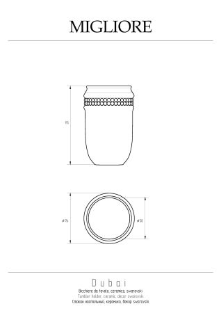 DUBAI Стакан настольный, керамика белая/swarovski/декор платина/хром, артикул 28454
